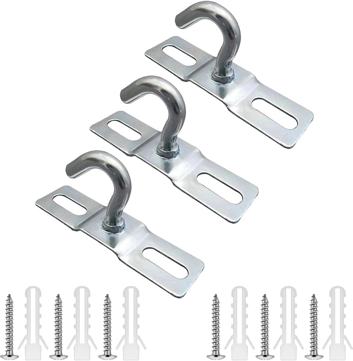 SnelShoppen - 3 Pcs RVS Plafondhaken, Heavy Duty Lampenhouder met Oogplaten, Ideaal voor Pendel- en Chandeliers, Stevige Bevestiging voor Plafondventi