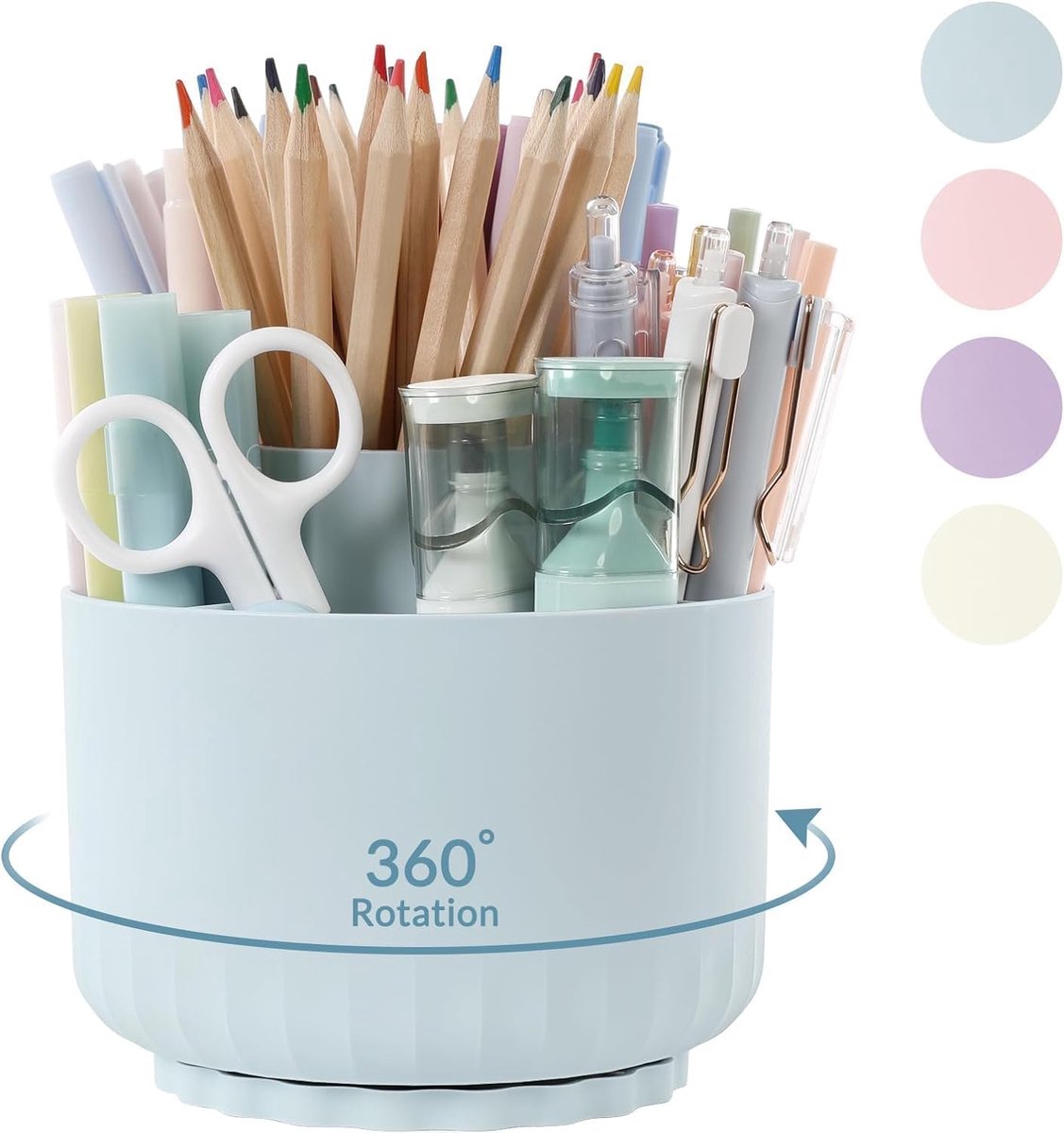 SnelShoppen - Hemelsblauw Bureau-organizer, 360 Graden Draaibaar, Pennenhouder met 5 Vakken voor Kantoor, School en Thuisgebruik, Desk Organizer