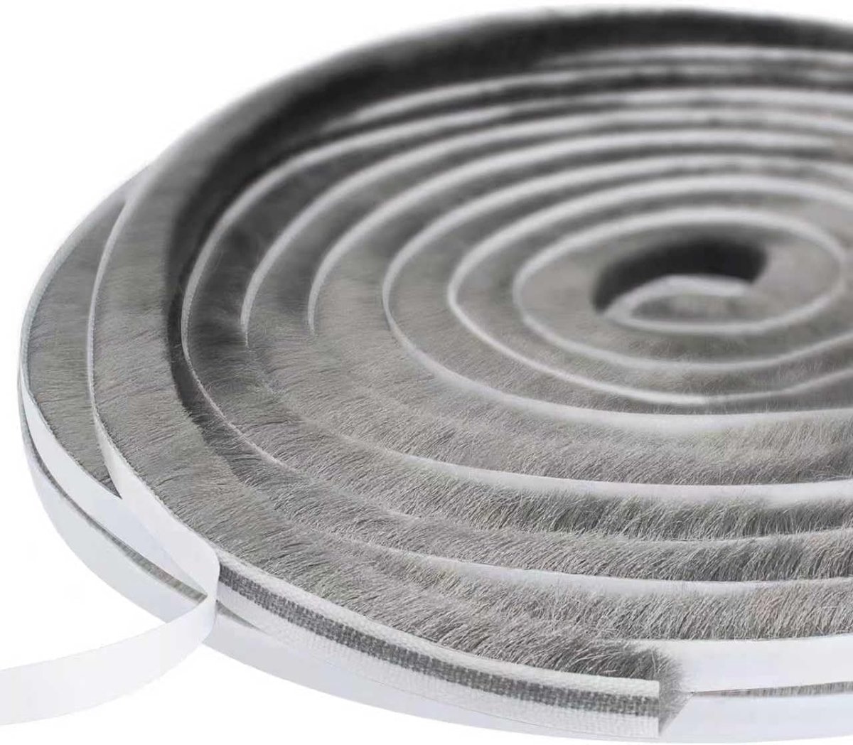 SnelShoppen - Zelfklevende Borstel Dichtstrip 10m x 9mm x 23mm Grijs - Tochtstrip voor Schuiframen en Buitendeuren - Water- en Stofbestendige Sealing