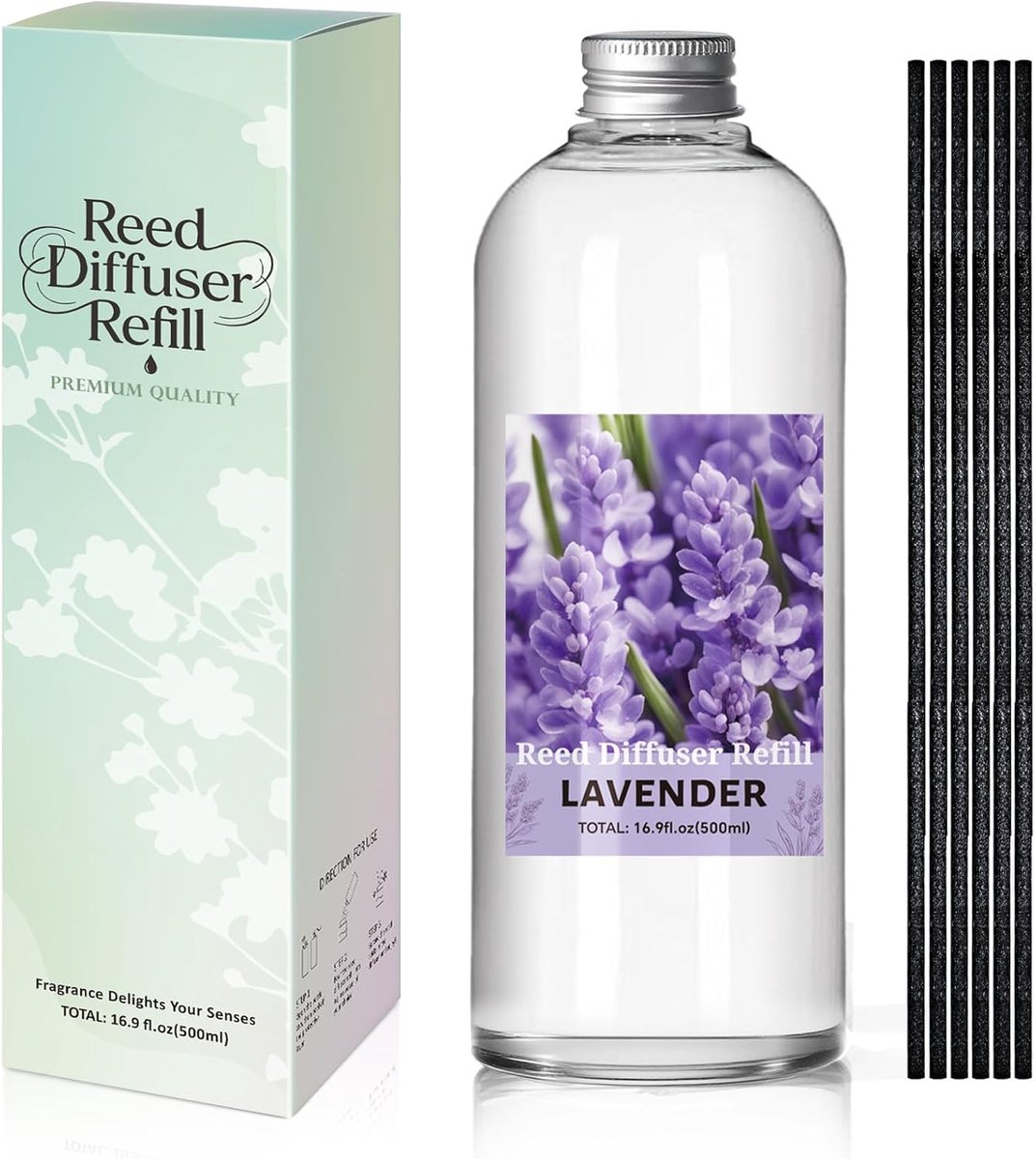 SnelShoppen - Room Fragrance Refill Lavender 500ml - Geurolie Navulling voor Diffuser - Langdurige Aroma voor Woonkamer, Slaapkamer, Badkamer - Natuur