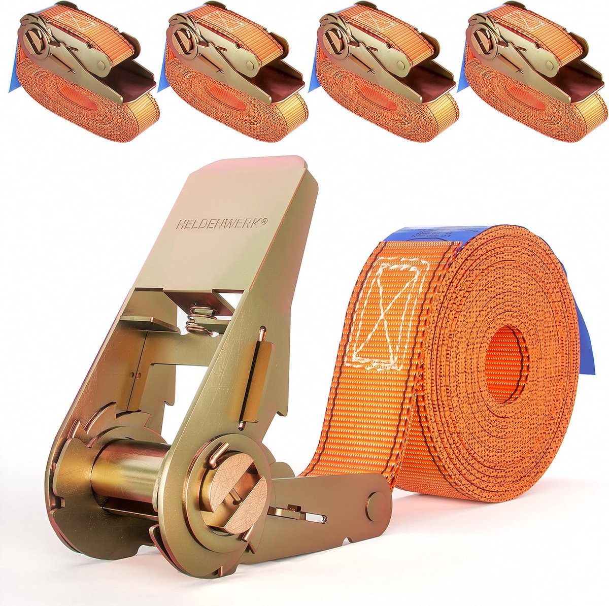 SnelShoppen - 4 x 4 m / 5 m / 6 m Ratchet Straps - TÜV/GS Gecertificeerd - Dubbele Naad - Weerbestendig en Robuust - Perfect voor Camping, Tuin en Ver