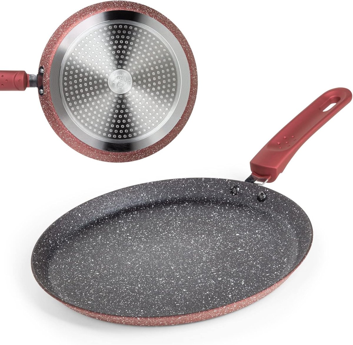 SnelShoppen - Pancake Pan 25 cm - Gietaluminium Crepe Pan met Anti-aanbaklaag - Geschikt voor Inductie, Gas, Elektrisch - Inclusief Recepten E-book