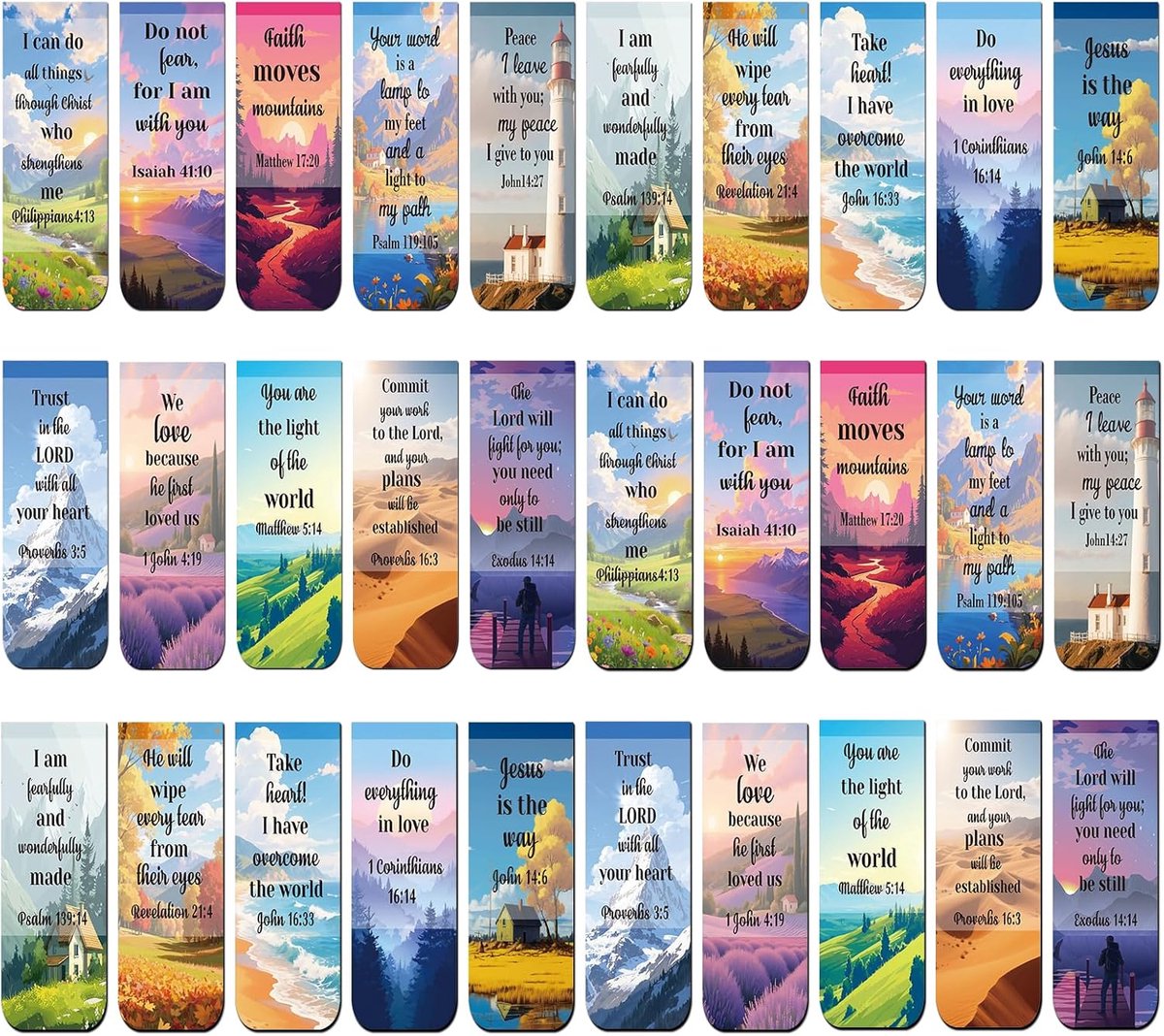 SnelShoppen - 30pcs Bijbel Vers Magnetische Boekenleggers - Inspirerende Christelijke Schrijvers voor Vrouwen en Mannen - Religieuze Boekenmarker Clip