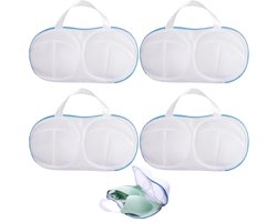 4 Stuks Bh Waszakken - 19x35cm - Bh Wasnetje Voor Wasgoed - Anti-Vervorming – BH Waszakje - waszak - Wasbol - Waszakje Lingerie - Premium Lingerie Waszakje – Waszakken – Kledingzakjes – Was Zakjes - Herbruikbare – Wasmachine Zakjes - blauw