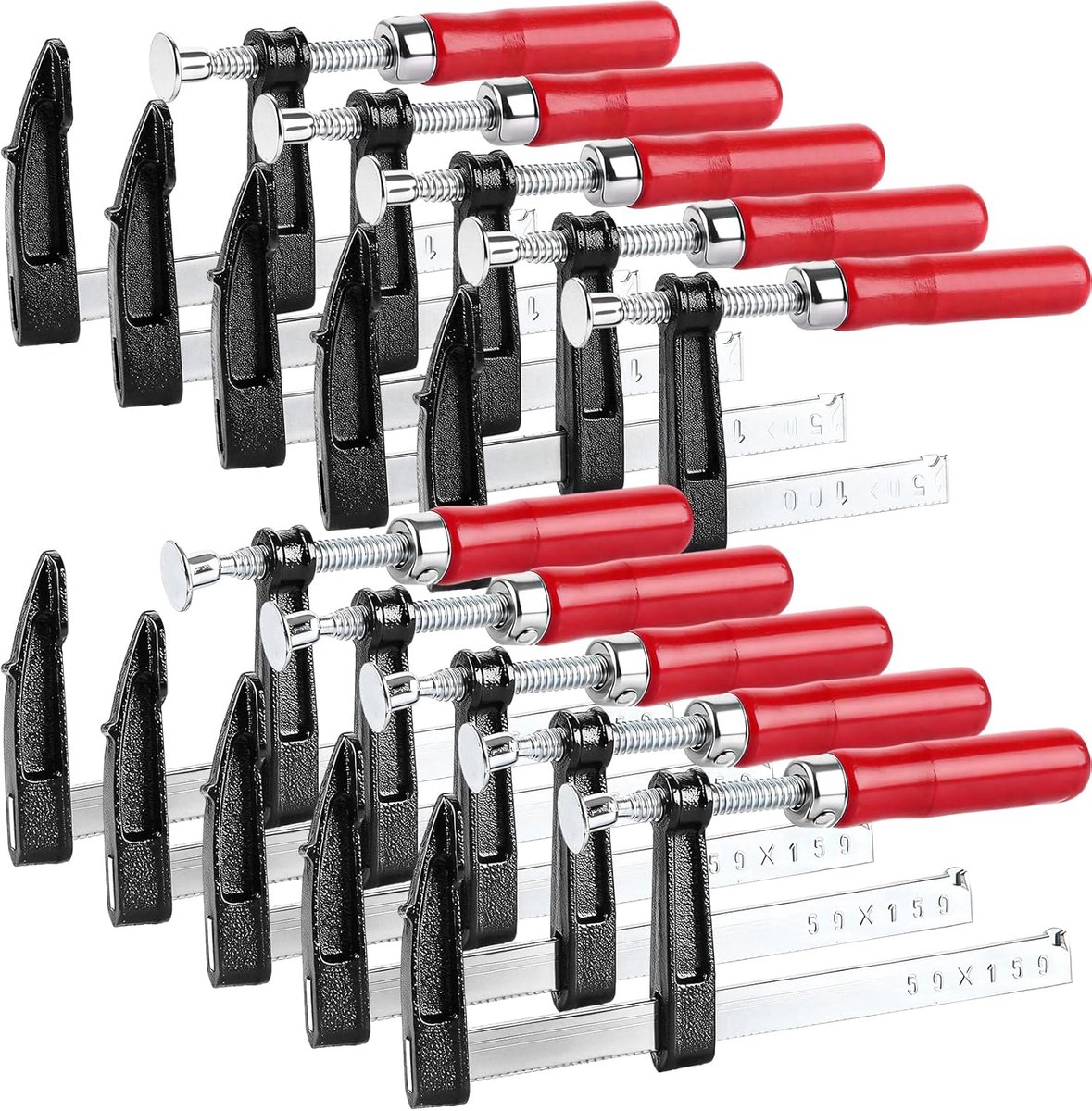 Thijox - 10-delige set F-klemmen schroefklemmen 100mm & 150mm - Compacte klemmen voor modelbouw, knutselwerk en houtbewerking - Betrouwbare fixatie vo