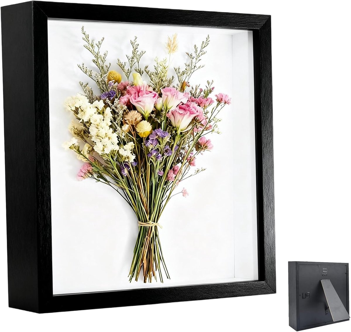 SnelShoppen - 3D Picture Frame 30x30 cm, Diepe Objectenlijst, Transparante Acryl Voorzijde, Houten Fotolijst, Zwart, Perfect voor Hu decoration, Cadea