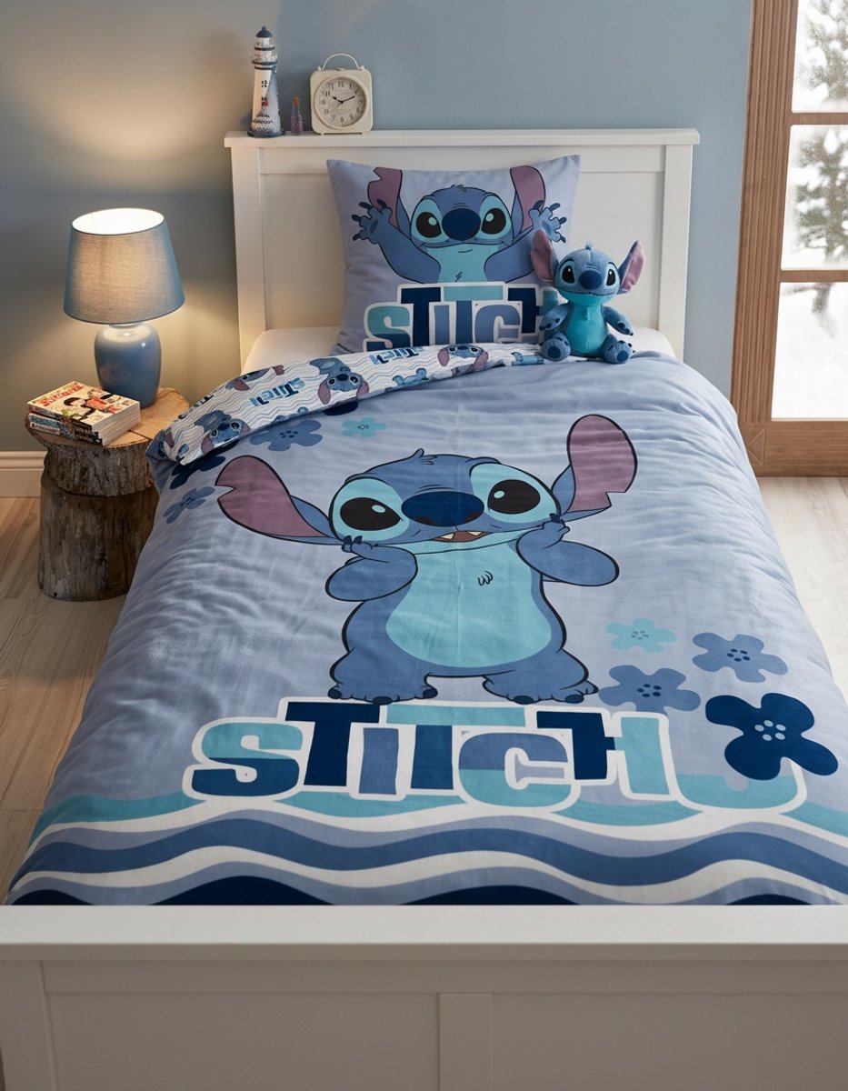 Disney Lilo & Stitch Dekbedovertrek - Eenpersoons - 140 x 200 cm + 65 x 65 cm - Polyester Flanel