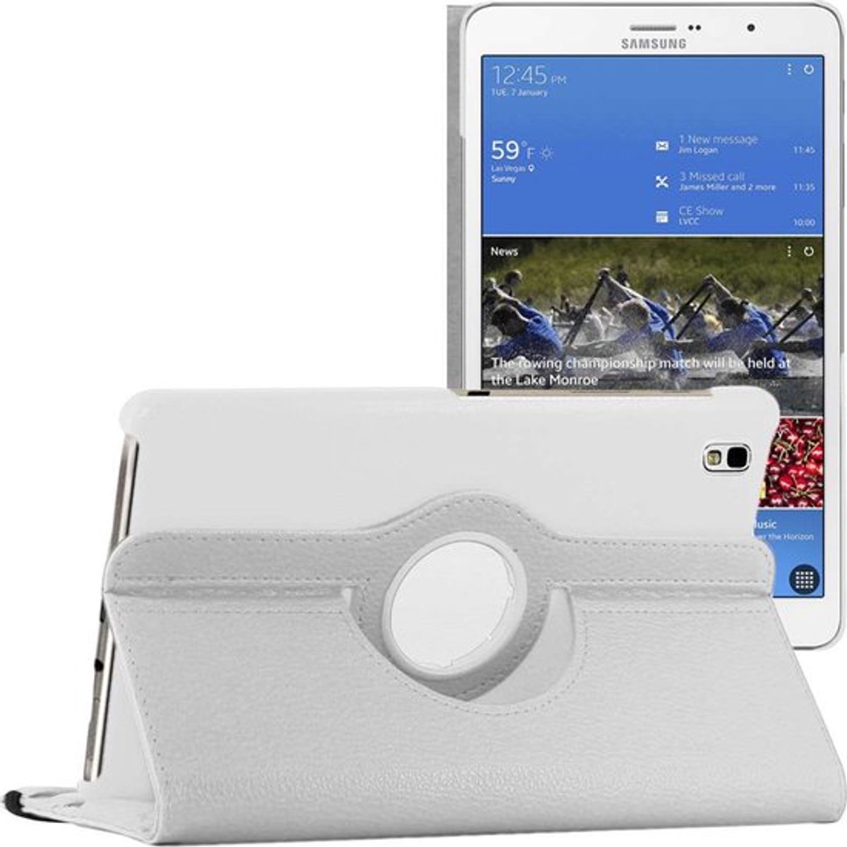 ebestStar - Hoes geschikt voor Samsung Galaxy Tab Pro 8.4 SM-T320, Roterende Etui, Case, 360° Draaibaar hoesje, Wit