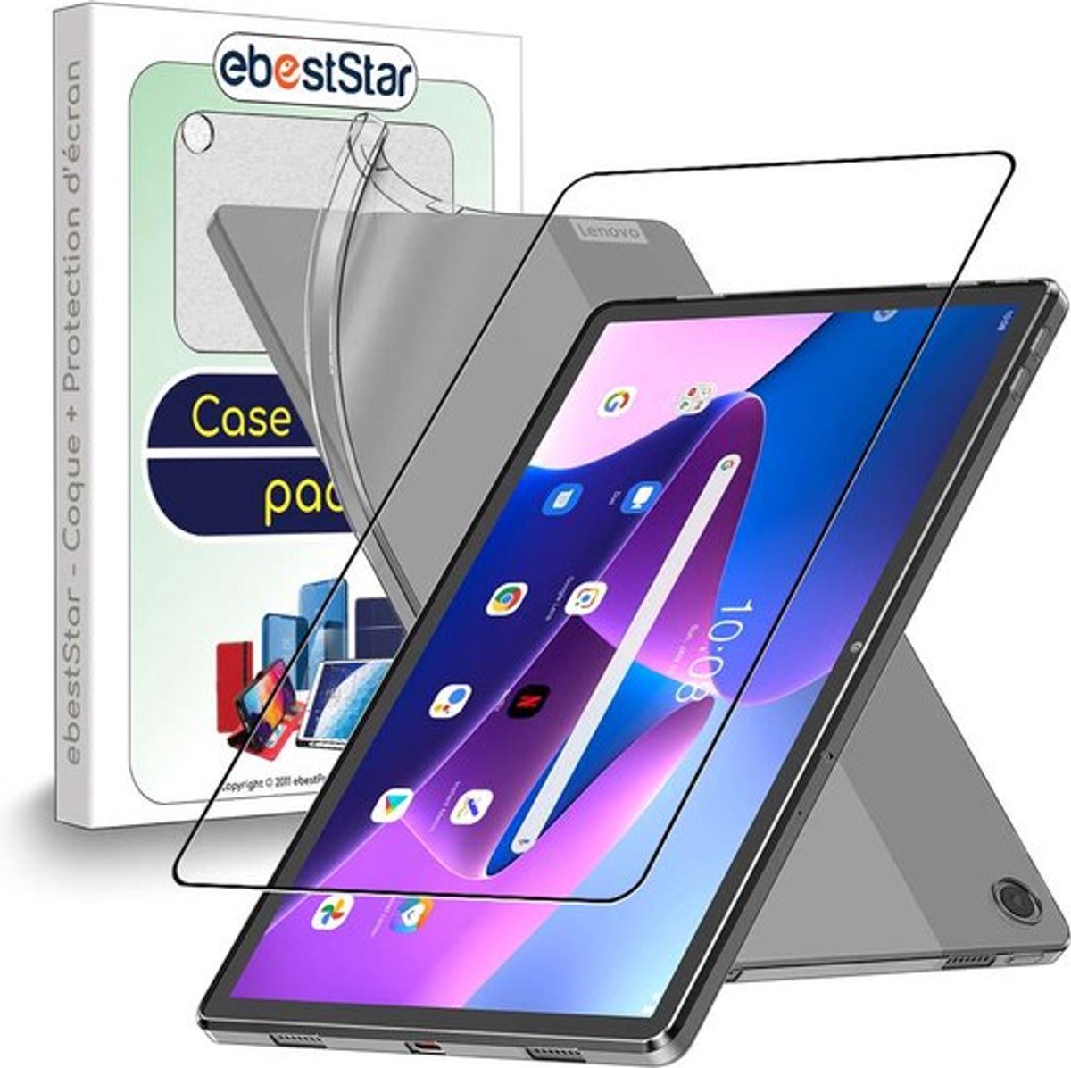 ebestStar - Hoes geschikt voor Lenovo Tab M10 Plus 10.6 (Gen 3), Back Cover, Beschermhoes anti-luchtbellen hoesje, Transparant + Gehard Glas