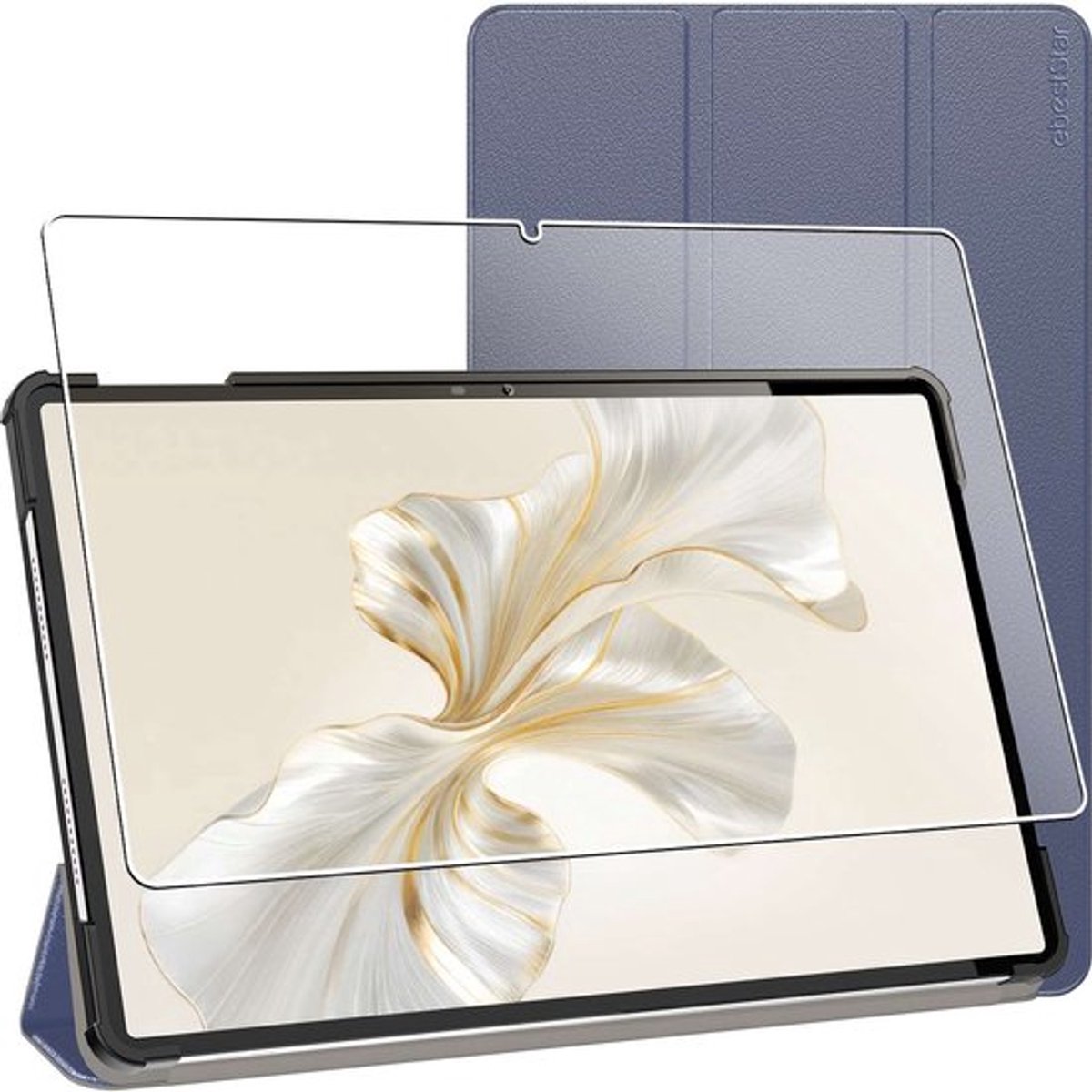 ebestStar - Hoes geschikt voor Honor Pad 9, Slanke Design PU Lederen Etui, Automatische Slaap/Wake, SmartCase hoesje, Donkerblauw + Gehard Glas