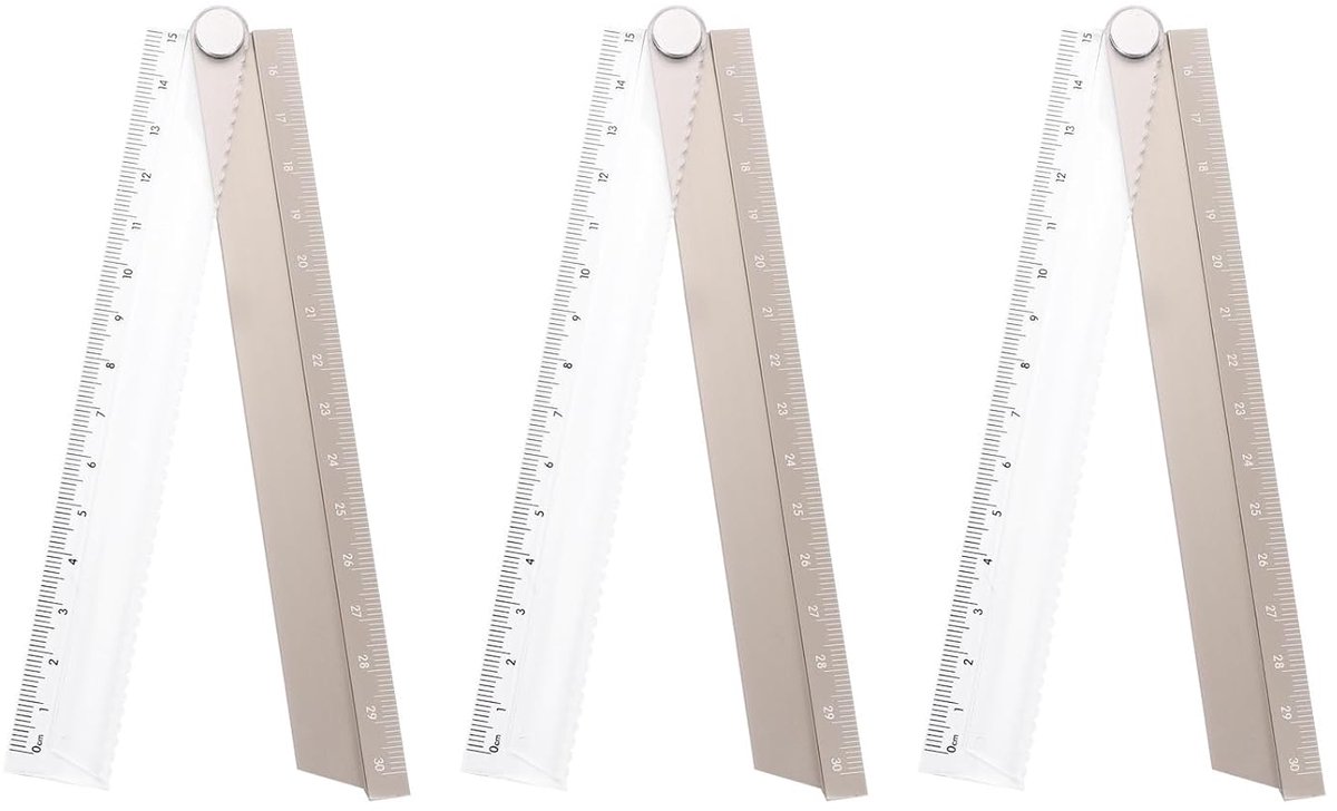 SnelShoppen - Vouwmeter 30 cm - Meten in Metrisch - Aluminium Geometrische Liniaal - Voor Architecten, Kunstenaars, Kantoor - 3 Stuks Goudkleurig