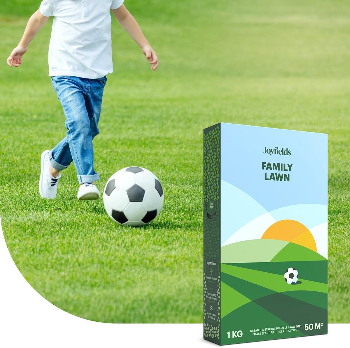 SnelShoppen - Family Lawn Graszaad voor Speel- en Sportlawn - 1kg voor 50m² - Sterke Grondsoort - Snelle Herstel na Schade - NAK-gecertificeerd