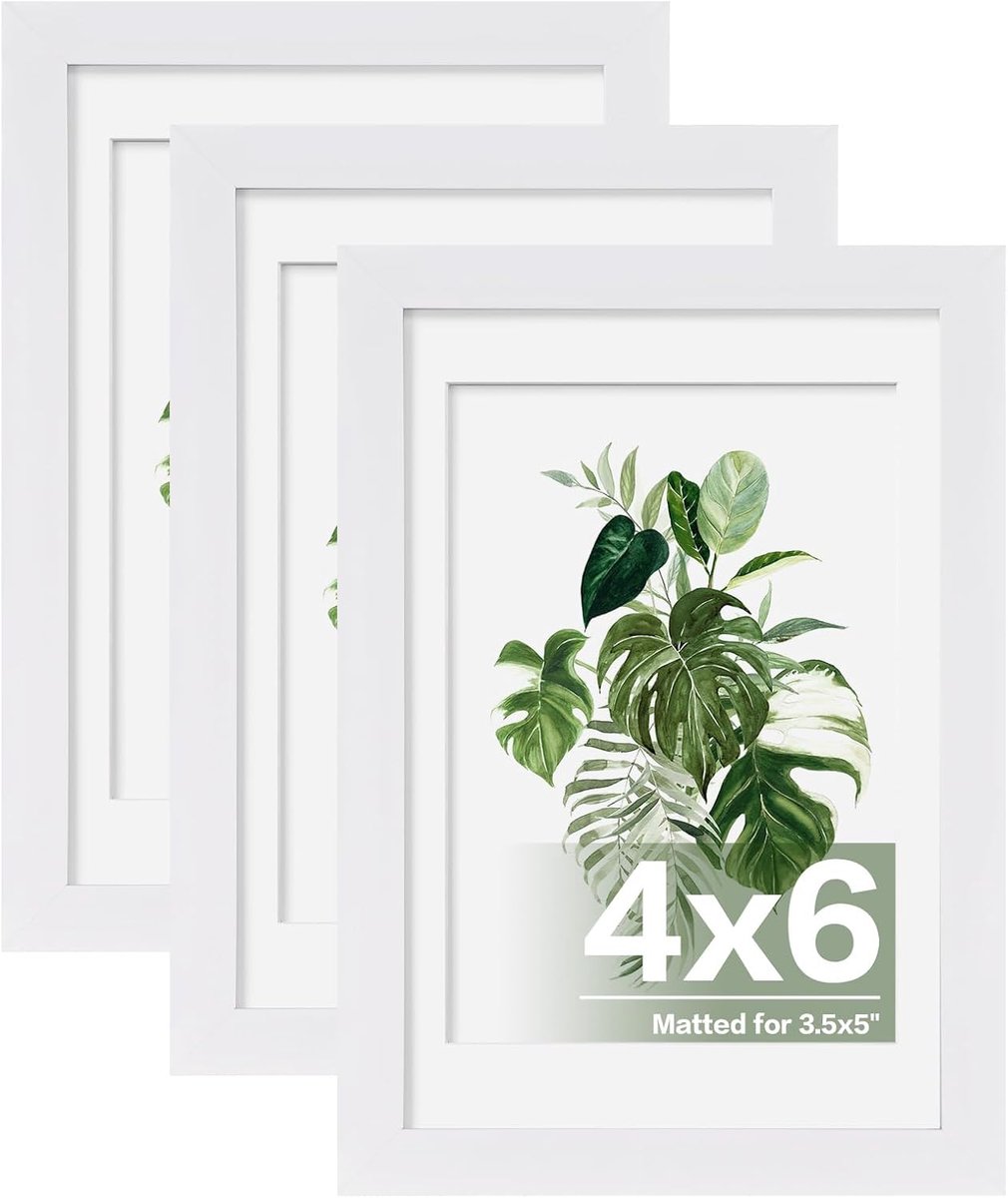 SnelShoppen - Set van 3 Foto Lijsten 10 x 15 cm met Acrylaatglas, Certificaat Lijsten voor Tafel en Wand, Milieuvriendelijk, Wit, Voor Portret en Heri
