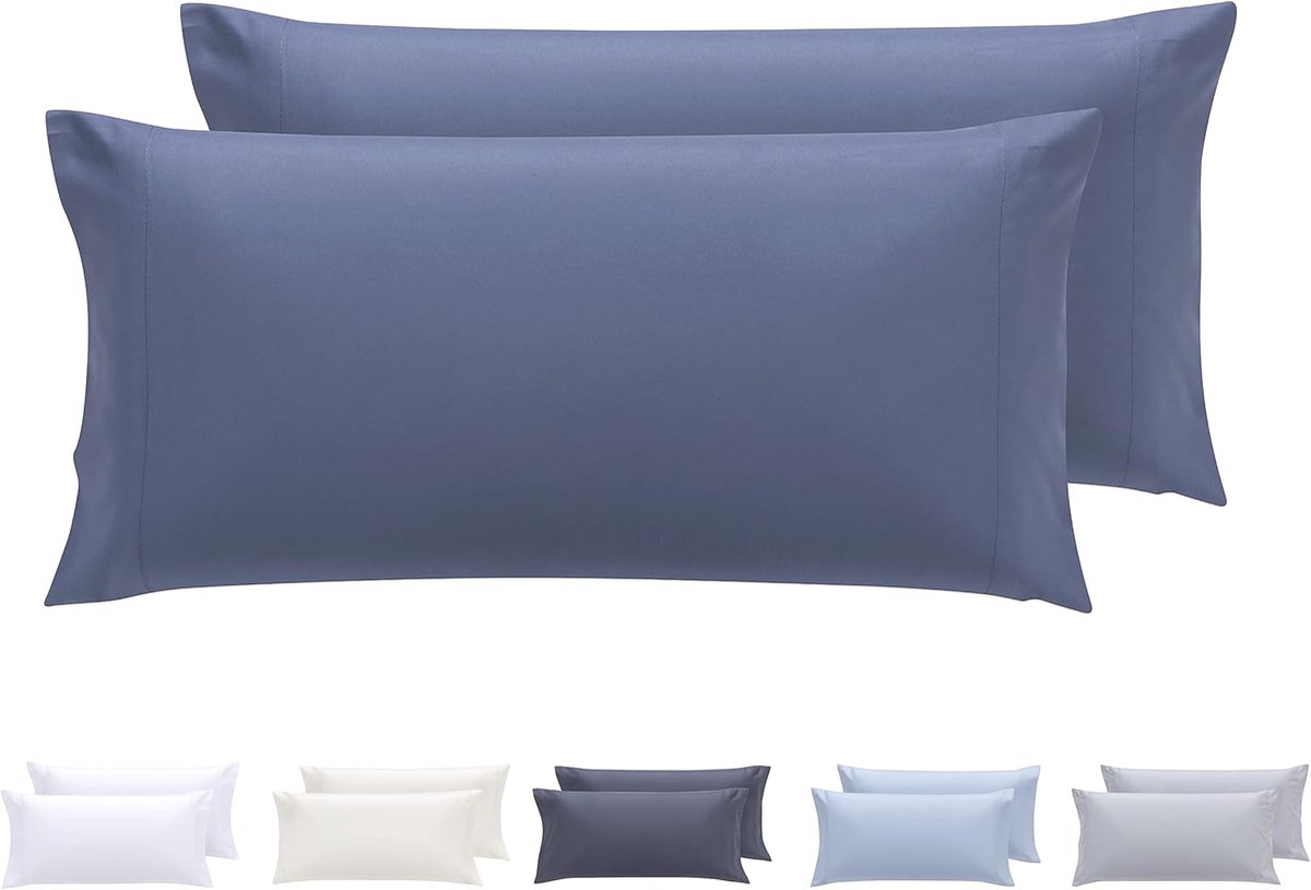 SnelShoppen - 2 Kussenhoezen Extra Zacht Microvezel Hypoallergeen 70x40 cm Grijs Blauw - Perfect voor Woonkamer, Slaapkamer, Tuin en Feesten