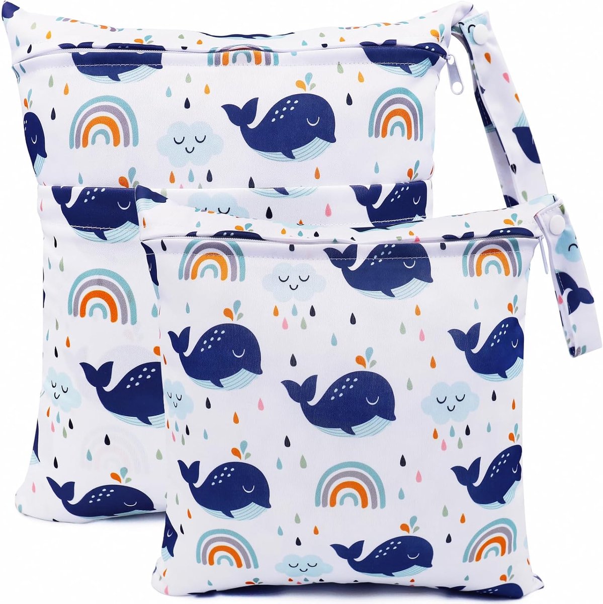 SnelShoppen - Diaper Bag Set 2 PCS - Waterdichte Herbruikbare Luiertas met Dubbele Rits - 36x30cm & 30x28cm - Ideaal voor Baby, Strand, Zwembad en Kin