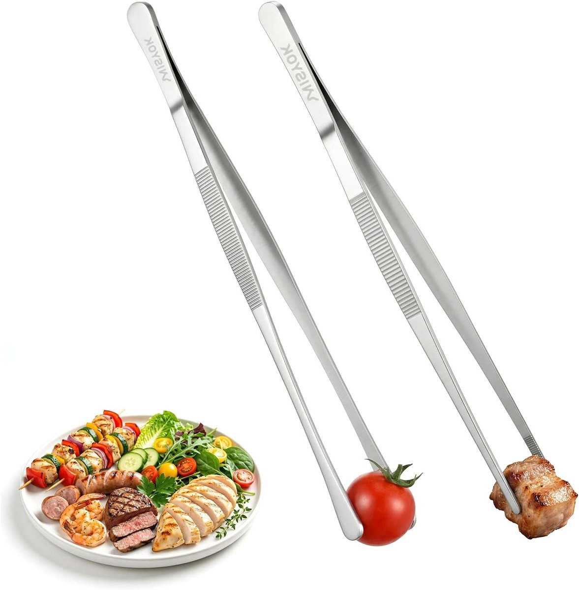 Keuken Tangenset van 30 cm RVS - Puntige en Ronde Keukentangen voor Grillen, Bakken en Serveren