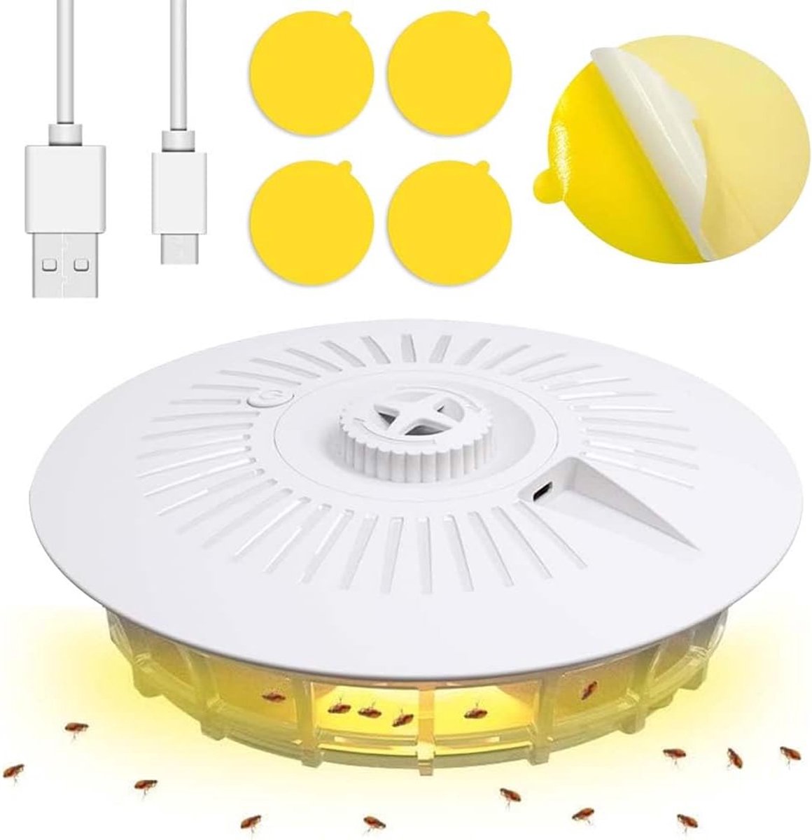 SnelShoppen - Flea Trap Sticky Vlooienval voor Thuis - Effectieve Vlooienval met Plakschijven voor Slaapkamer, Woonkamer, Keuken - Inclusief USB-kabel