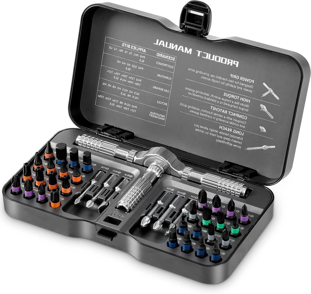 Complete 40-in-1 Ratchet Schroevendraaierset met Magnetische Bits en Flexibele Schacht voor Precisie Reparaties van Elektrische Apparaten en Meubels