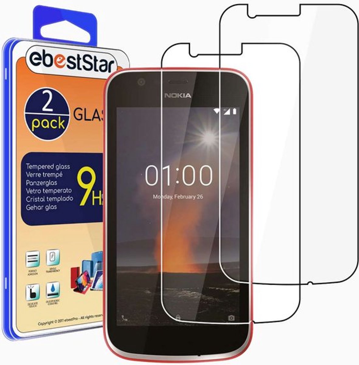 ebestStar - {2 Stuks} Gehard glas geschikt voor Nokia Nokia 1, Screen Protector Cover, Schermbeschermer Tempered Glass