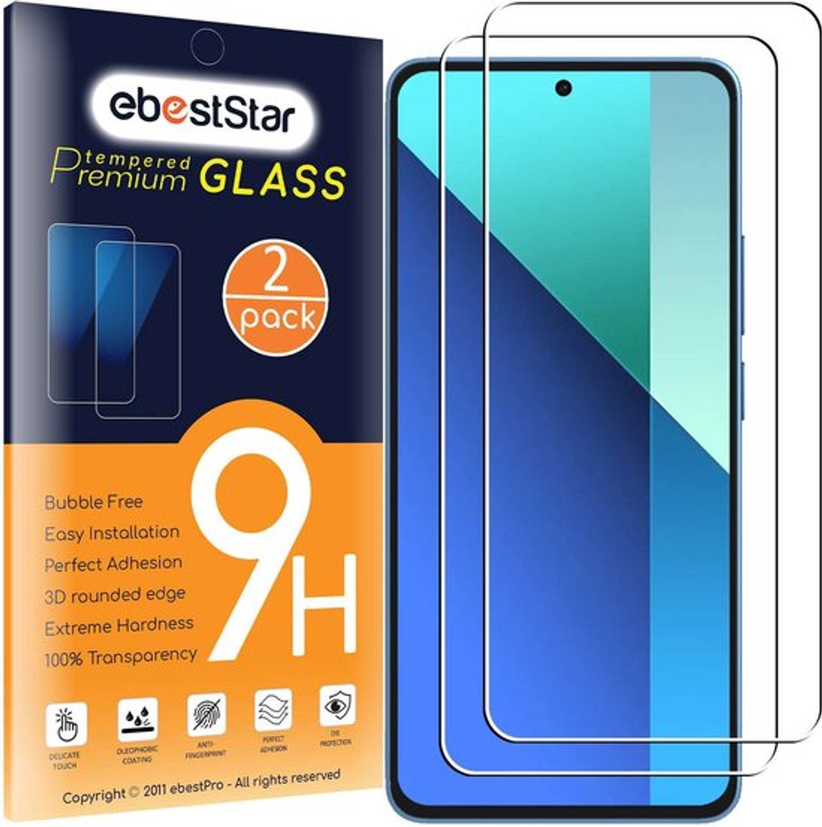 ebestStar - {2 Stuks} Gehard glas geschikt voor Xiaomi Redmi Note 13 4G, Screen Protector Cover, Schermbeschermer Tempered Glass
