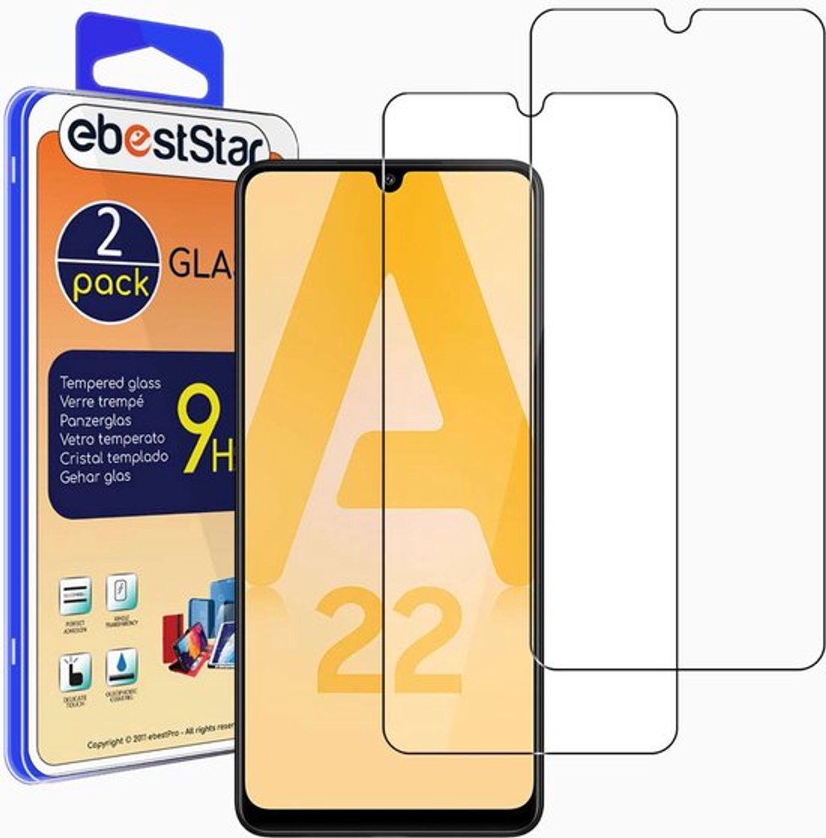 ebestStar - {2 Stuks} Gehard glas geschikt voor Samsung Galaxy A22 5G, Screen Protector Cover, Schermbeschermer Tempered Glass