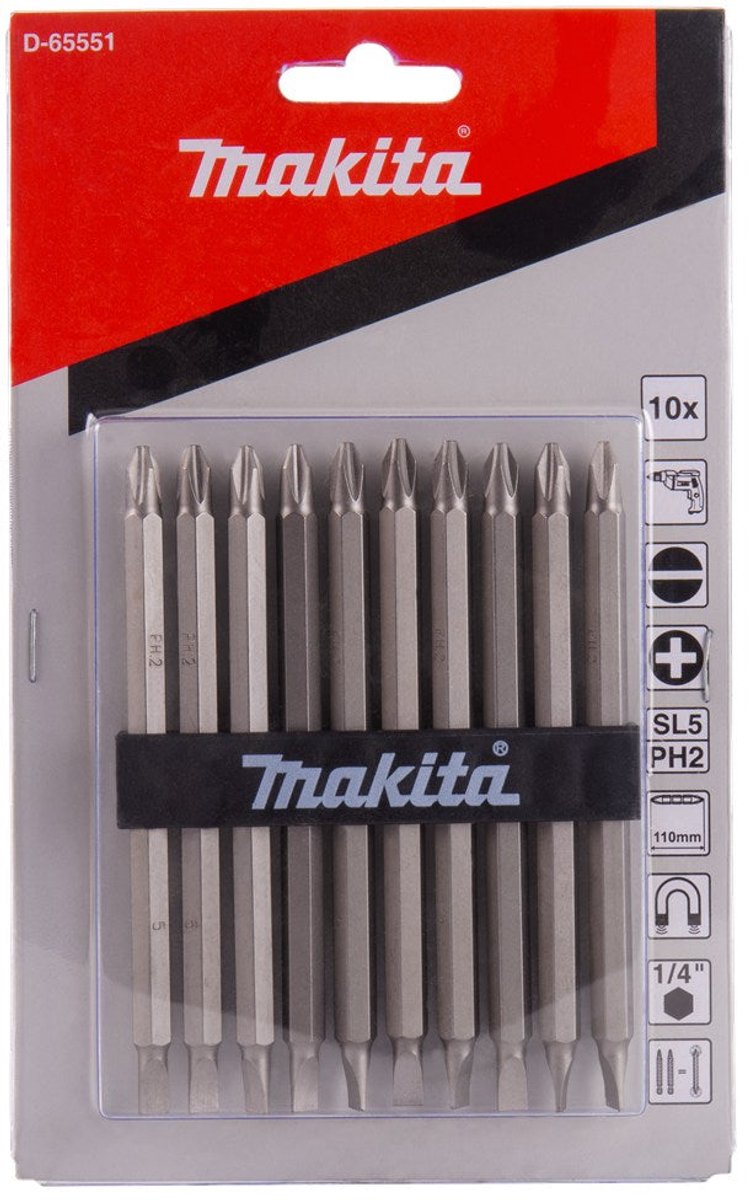 Makita Schroefbit Dubbel PH2-SL5 110mm 10 Stuks - D-65551