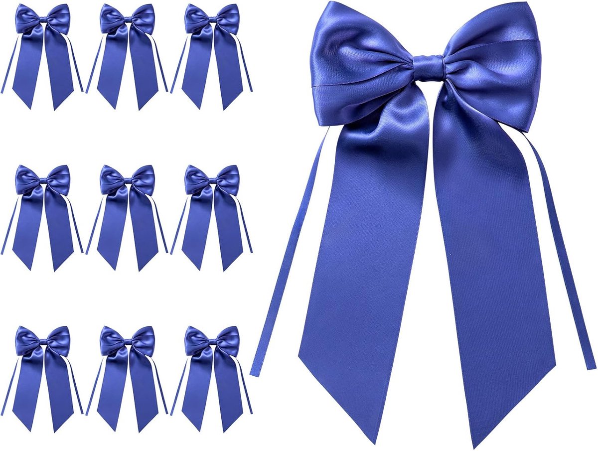 SnelShoppen - 10 Stuks Grote Cadeau Strikken - Decoratie Bogen voor Bruiloften, Verjaardagen, Kerst, Adventskrans, Royal Blue - Luxe Gift Bows voor Fe