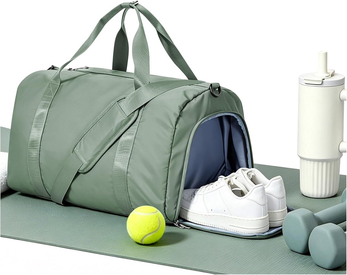 SnelShoppen - HYC00 Travel Bag Sports Bag Duffle Bag voor Vrouwen en Mannen - Waterdichte Weekendtas met Schoencompartiment en Droog/Wet Compartiment