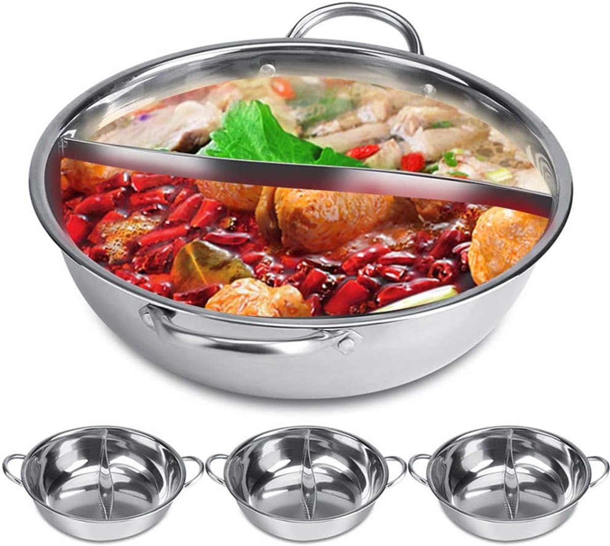 SnelShoppen - Hete Pot Fornuis 32 cm Roestvrij Staal Dual Hot Pot Inductie Kookplaat Mandarijn Eend Braadpan Soep Koken Gereedschap voor Feest en Keuk