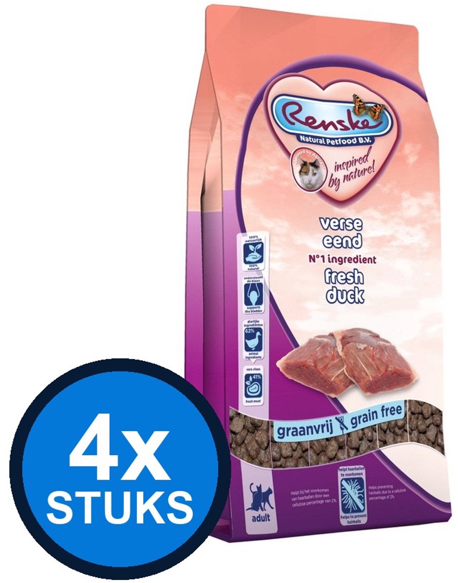 Renske Renske - Super Premium droog kat adult eend 1,5kg - Kattenvoer - 1.5 kg