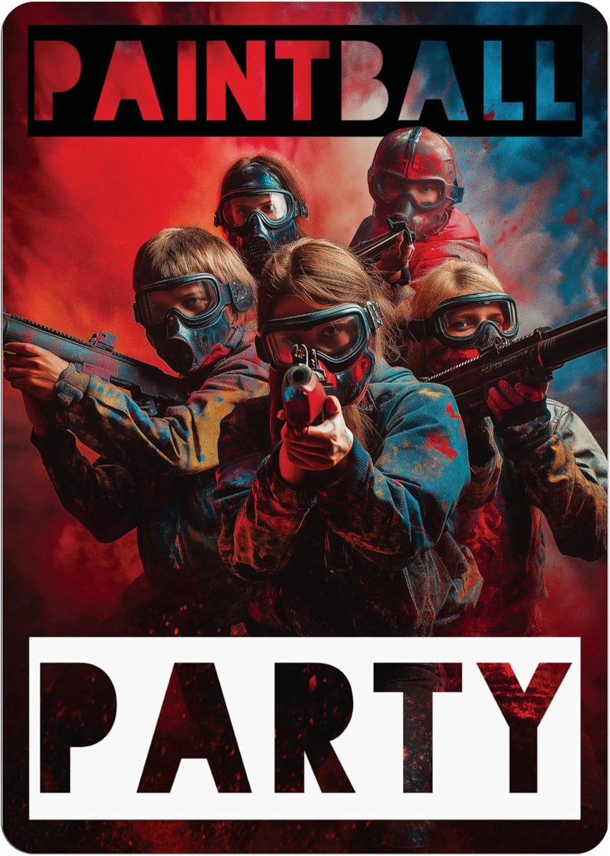 SnelShoppen - Verjaardags- en Feestuitnodigingen - 12 Aanpasbare Paintball Ontwerpkaarten voor Actieve Feesten! Perfect voor Kinderen en Volwassenen!