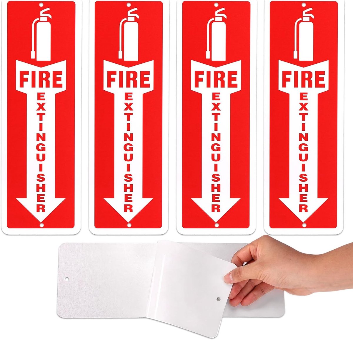 SnelShoppen - 4 Stuks Brandblusser Stickers 30x10cm Weerbestendig Zelfklevend met Pijlen voor Kantoor en Bedrijf - Veiligheid Binnen en Buiten