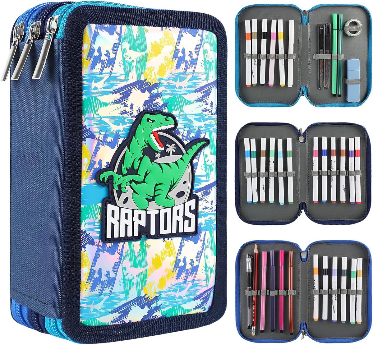 SnelShoppen - 4 Compartiments Pennenkoker voor Jongens - Cartoon Ontwerpen - Stevige Pennentas voor School - Kleurige Etui voor Kinderen - Perfect als