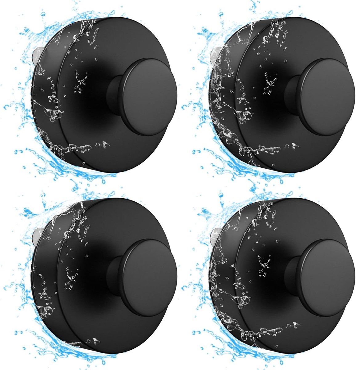 SnelShoppen - 4 Stuks Vacuum Suction Cup Hooks - Waterdichte Wandhaken voor Badkamer en Keuken - Verwijderbaar en Herbruikbaar - Zwart - ABS en PVC Ma