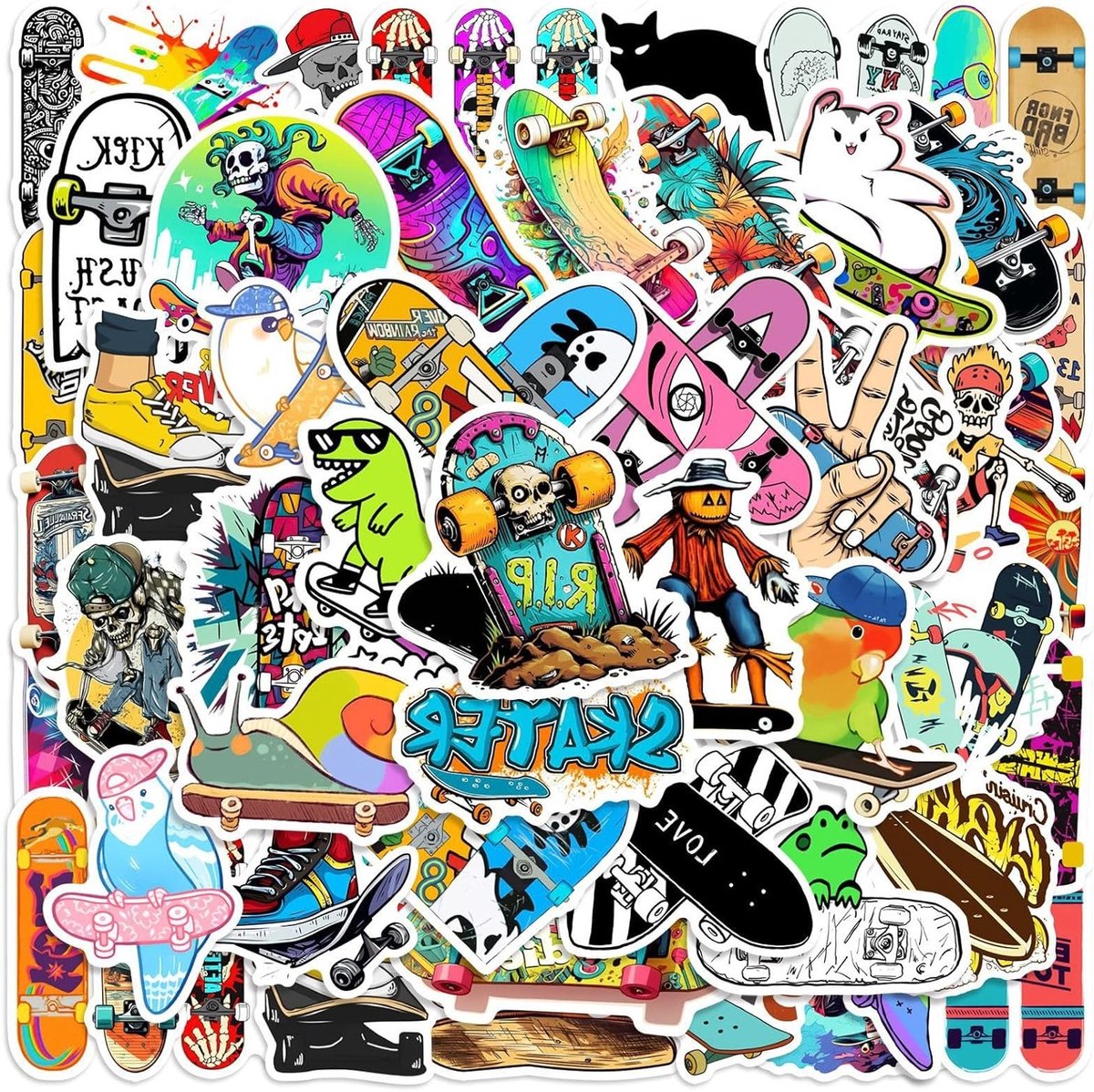50 Stuks Waterdichte Graffiti Stickers voor Skateboards, Fietsen, Motoren en Laptops - Perfect voor Kinderen en Tieners