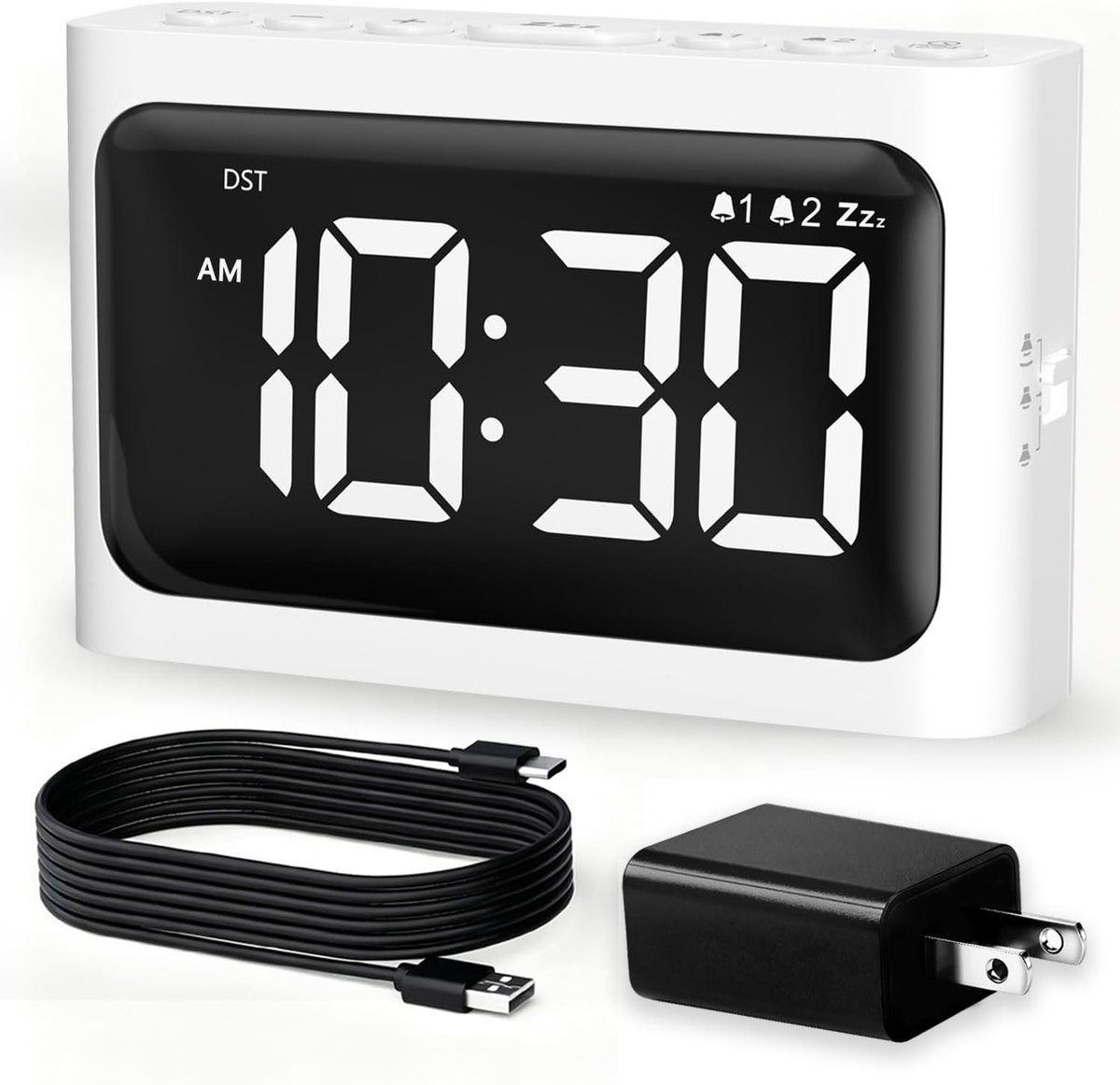 SnelShoppen - Digitale Alarmklok voor Slaapkamer met 4.8 Inch LED Display, Twee Wektijden, 100% Dimmer, Batterij Backup, Eenvoudige Tafelklok voor Bed