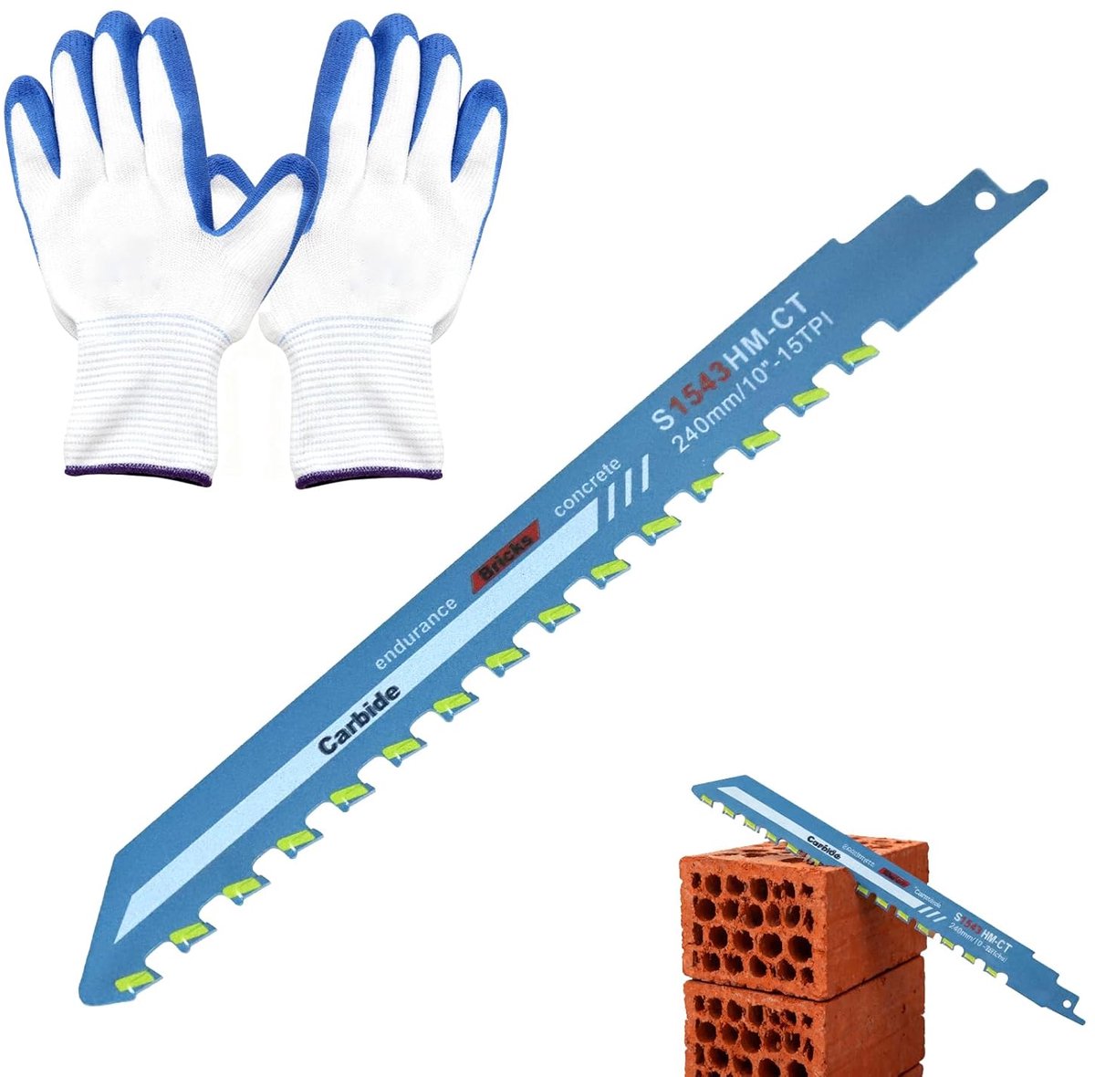 SnelShoppen - Reciprocating Saw Blades 240 mm - Universele Zaagbladen voor Beton, Hout en Baksteen - Robuuste Carbide Zaagbladen voor Precisie en Duur