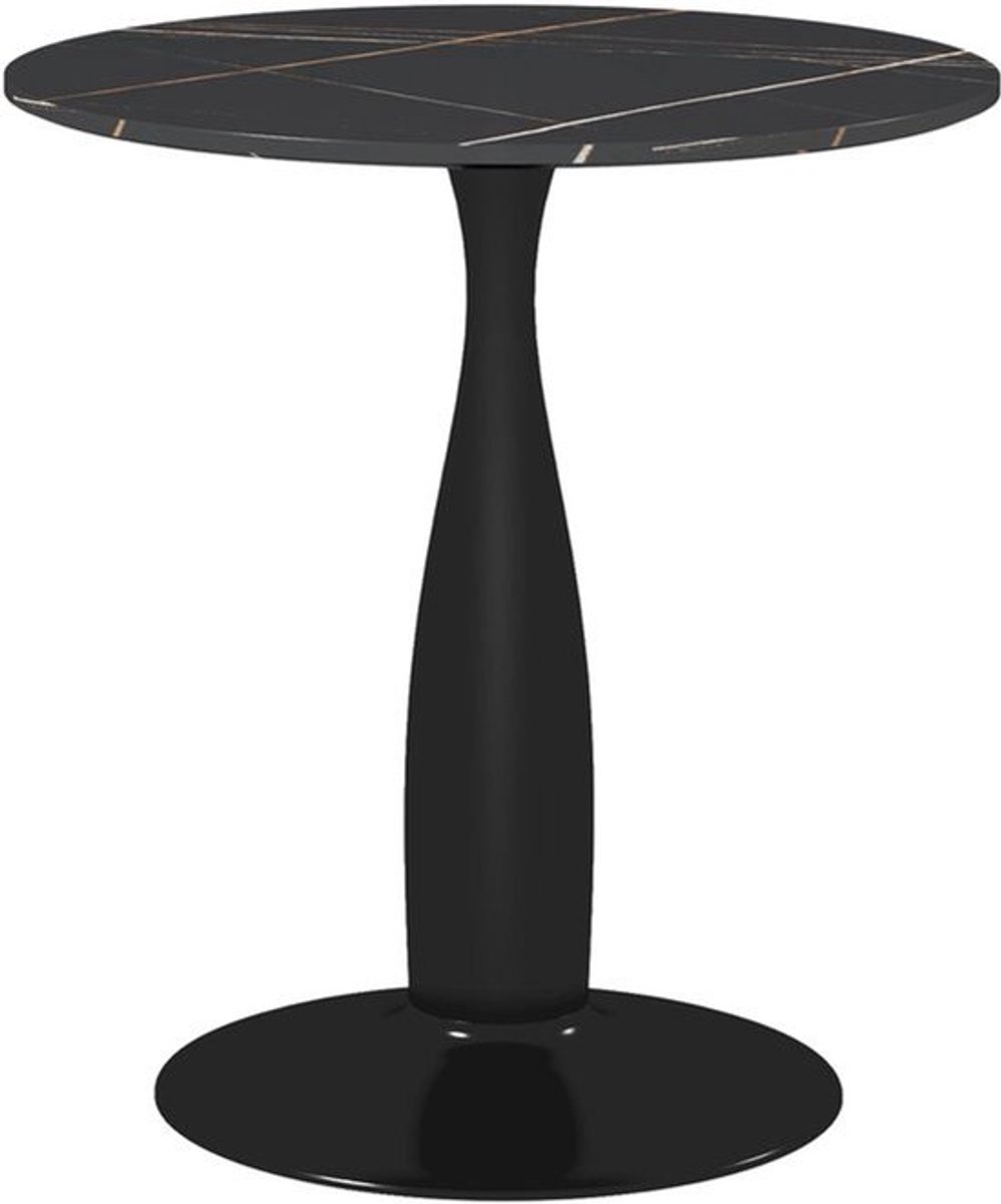 Eettafel – Ronde Tafel – Keukentafel – Dinertafel – Zwart – Gepoedercoat Stalen Frame – Me