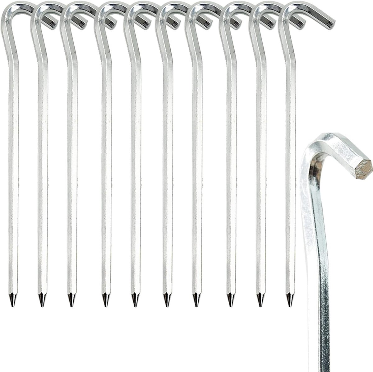 SnelShoppen - Pack van 10 Tent Pegs 18 cm Aluminium Tentstake, Lichtgewicht Grondanker voor Camping, Vissen, Picknick, Tuin en Outdoor Activiteiten