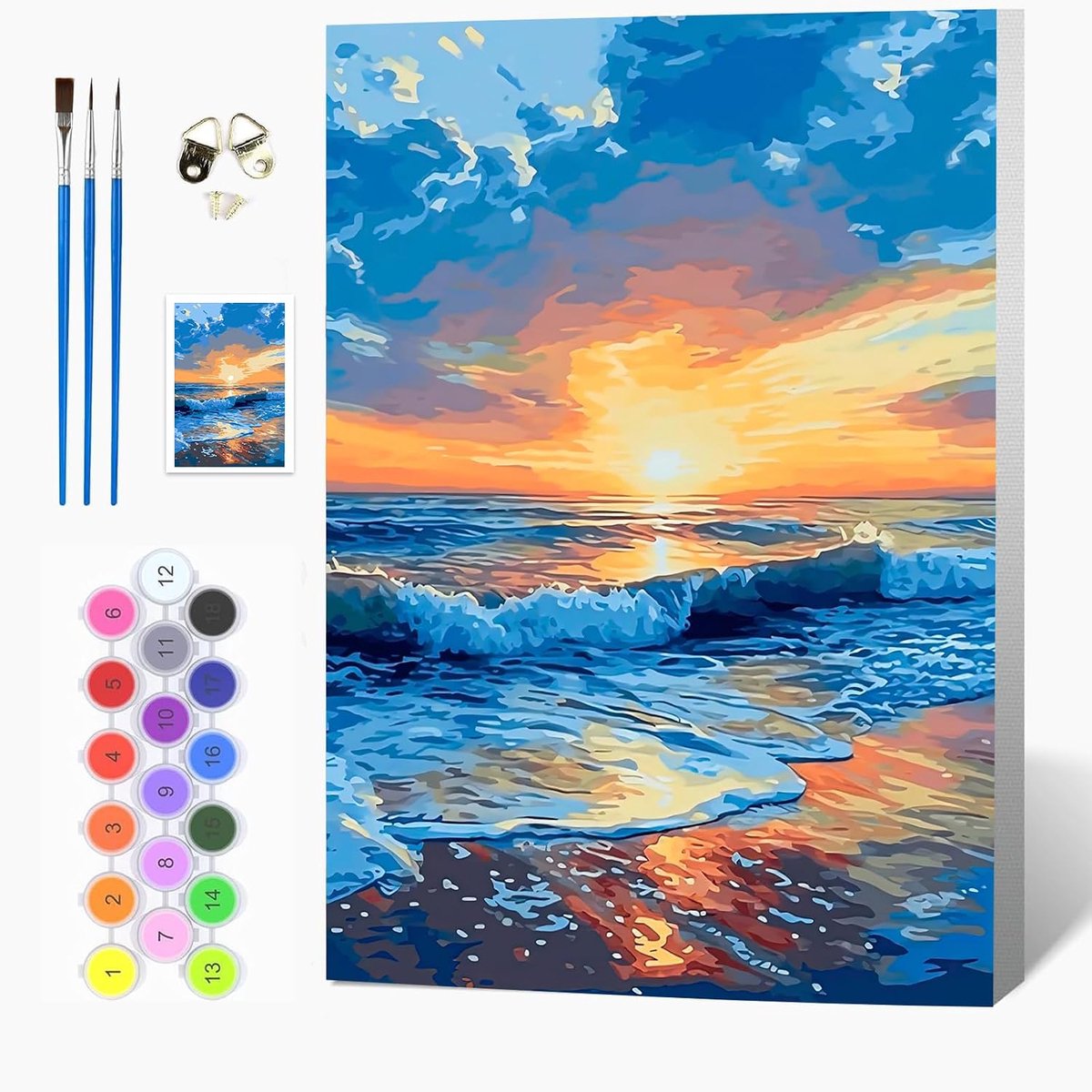 SnelShoppen - Schilderen op Nummer Set voor Volwassenen en Kinderen - Olieverfschilderij met Houten Lijst, 20x30 cm, Compleet met Canvas, Penselen en