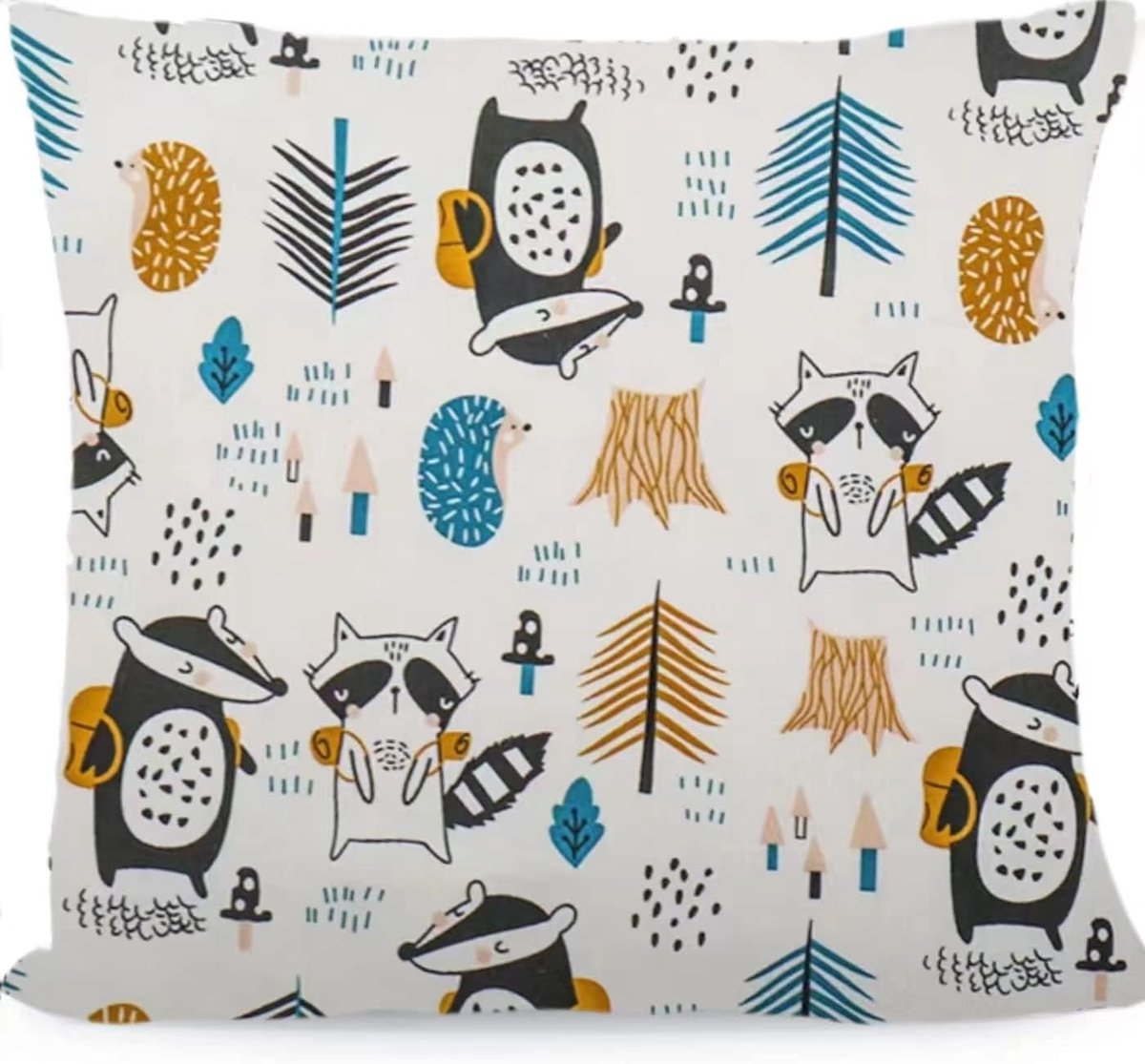 SnelShoppen - Kinderen Decoratieve Kussenhoes 40 x 40 cm, Organic Katoen met Rits, Veilig voor Baby's en Peuters, Perfect voor Kamperen en Thuis