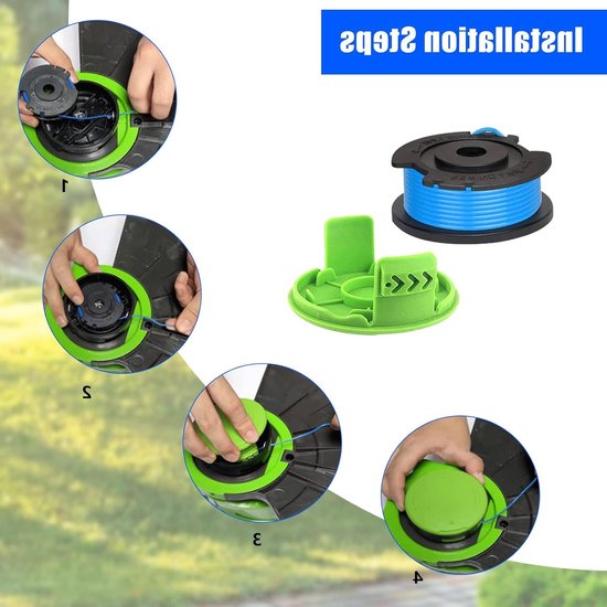 Vervangingsspoel voor grastrimmers met enkele draad van 1.65mm, ideaal voor 24V trimmers, inclusief 4+1 spoelen, perfect voor tuinonderhoud en grastrimmen — afbeelding 3