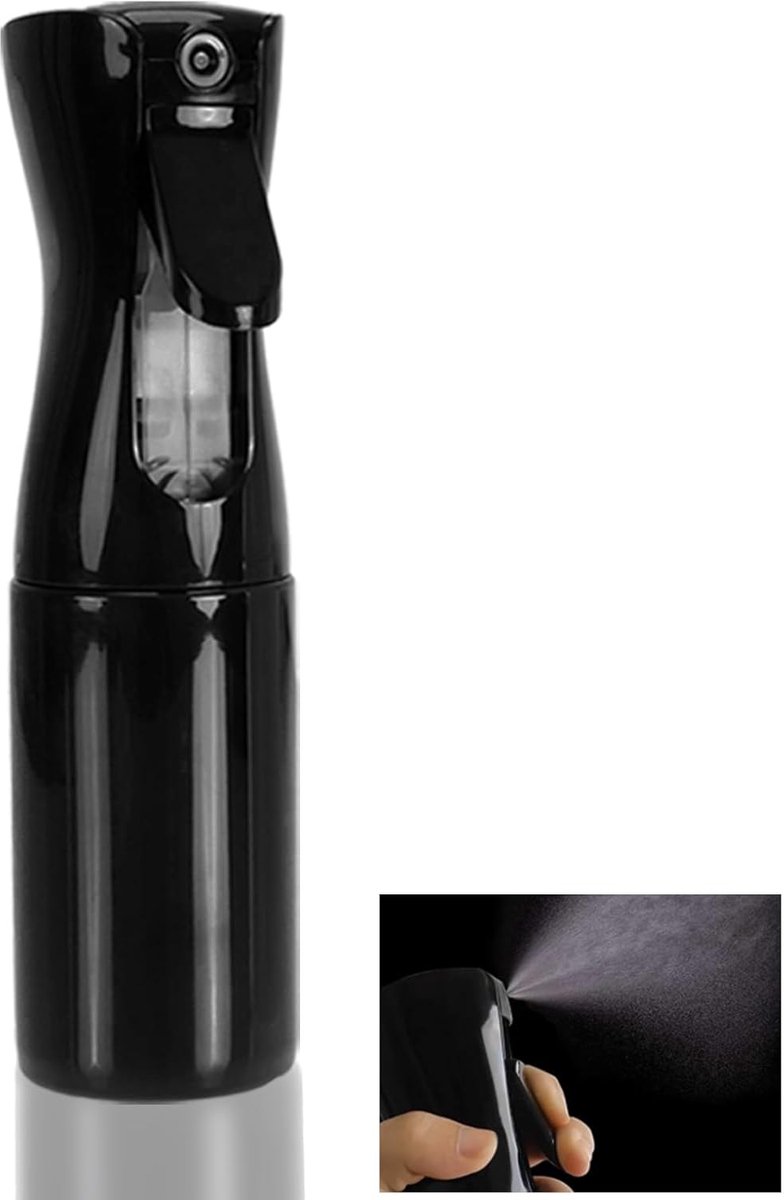 SnelShoppen - Spray Bottle 200 ml - Continue Water Spray Fles - Herbruikbare Sprayfles voor Kappers, Schoonmaak, Planten - Zwart