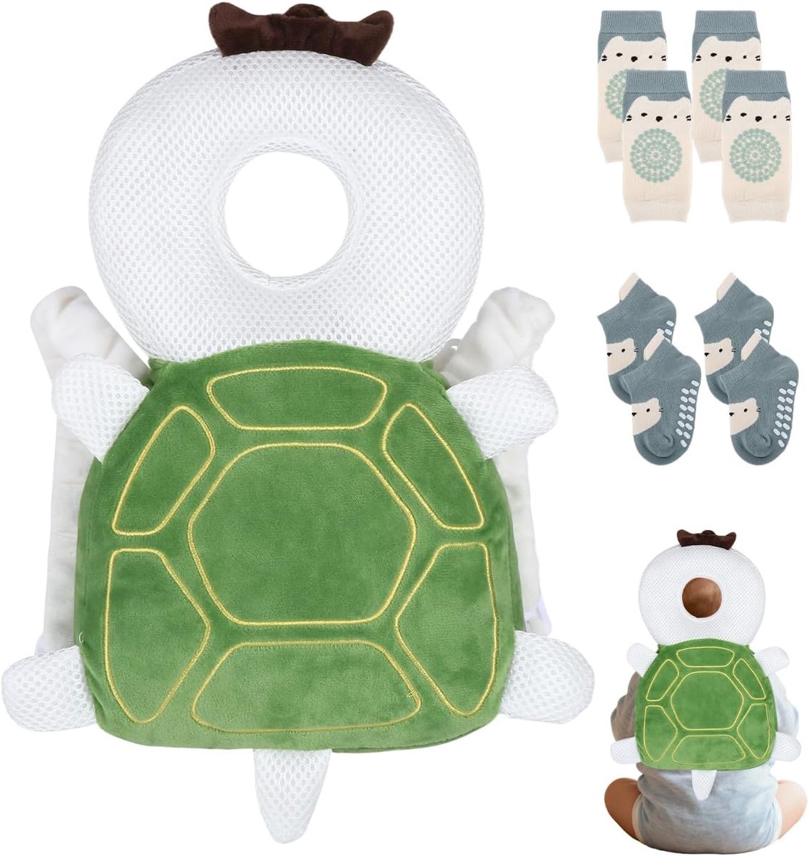 SnelShoppen - Baby Hoofdbescherming Kussen - Kind Veiligheidskussen Rugbeschermer - Verstelbare Rugzak Kussen voor Baby's - Ideaal voor Leren Lopen -