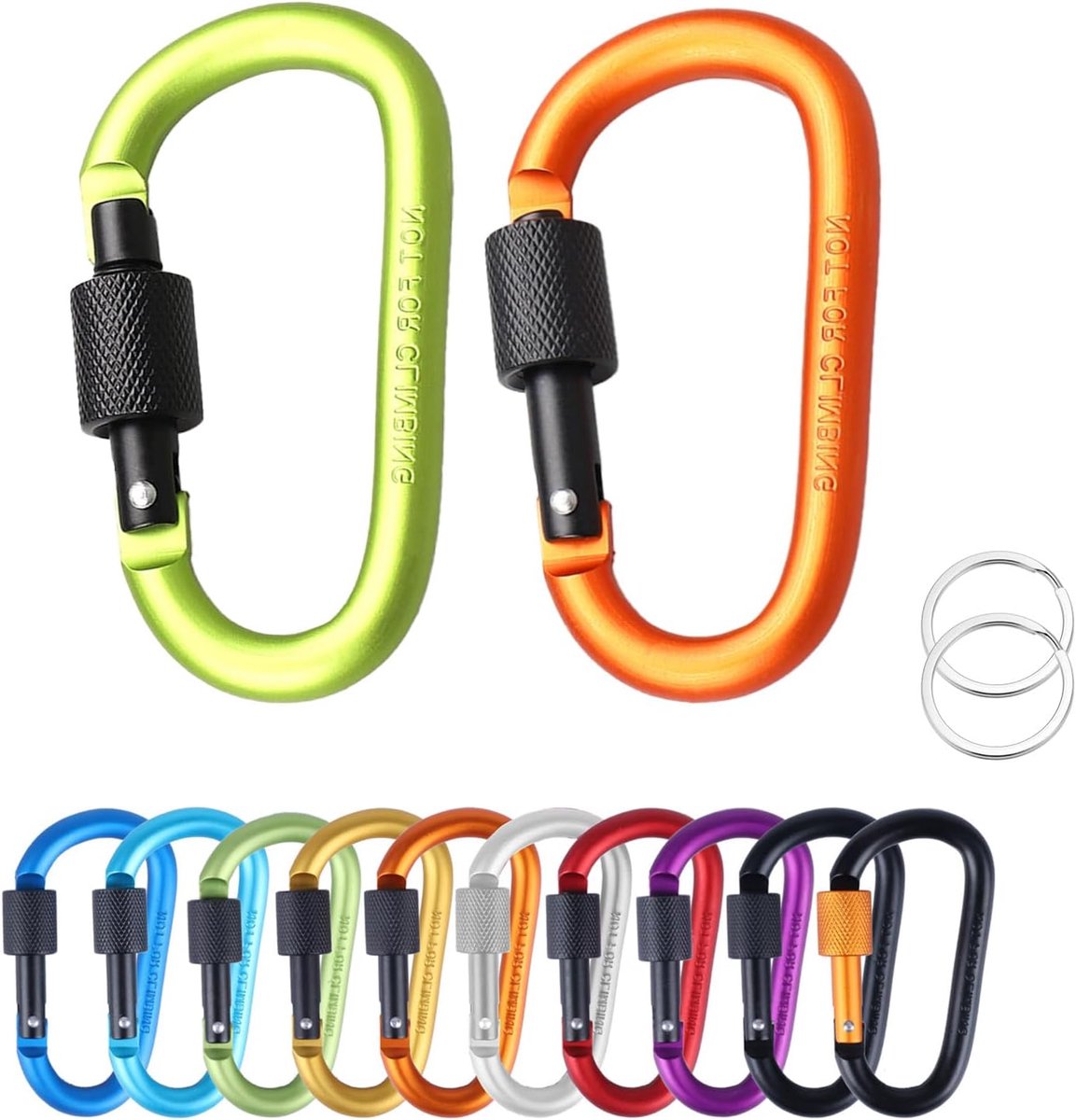 SnelShoppen - Aluminium Carabiner Clips - D-Ring Carabiner Haak met Schroefsluiting - Perfect voor Camping, Hiking, Reizen - 2 Kleuren - Lichtgewicht