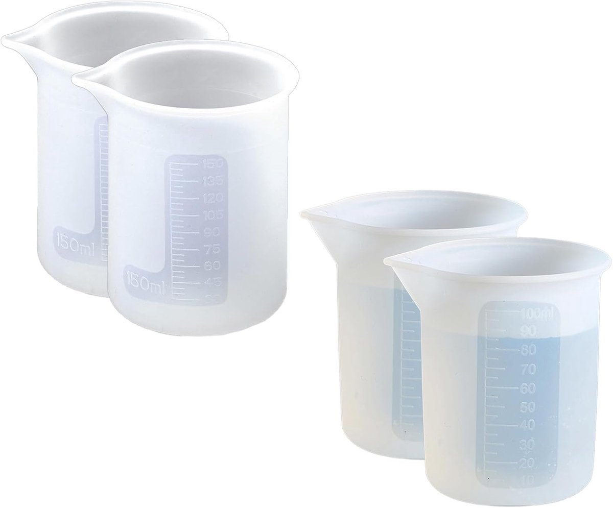 SnelShoppen - Pack van 4 Vloeibare Wasmiddel Dosering Hulpmiddelen - Silicone Maatbeker 150 ml en 100 ml - Precieze Doseringsoplossing voor DIY en Was