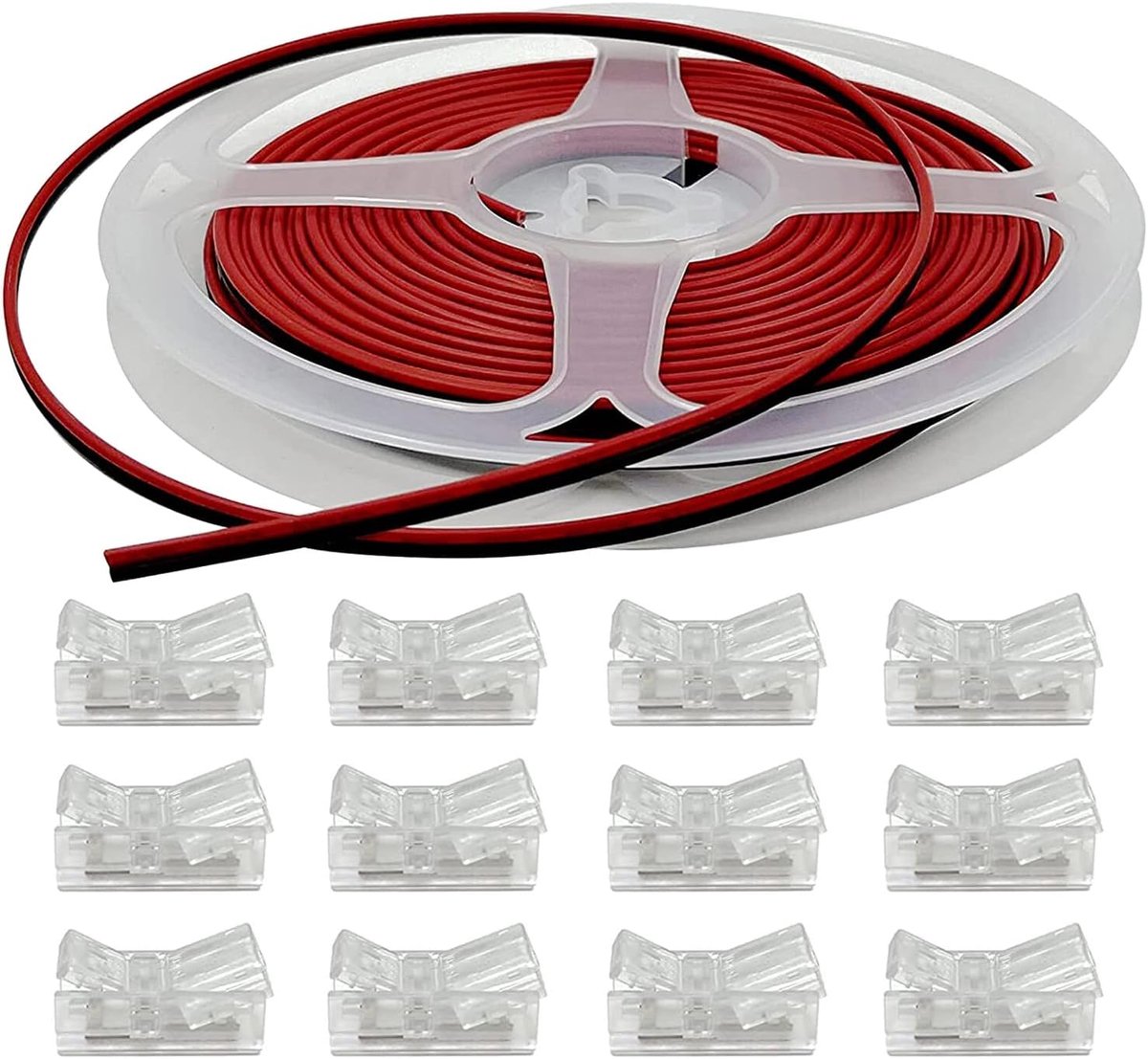 SnelShoppen - LED Strip Connector Kit 2-Pin voor 8mm SMD 3528/2835 met 6m Verlengkabel - Ideaal voor Monochrome LED Strips, Tuin, Feest en Decoratie
