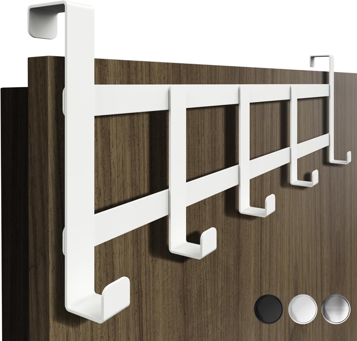 SnelShoppen - Door Coat Rack voor Hangen, Roestvrij Stalen Deur Haken, Perfecte Sluiting, Ideaal voor Kleding, Handdoeken, Wit, Geschikt voor Kamers e