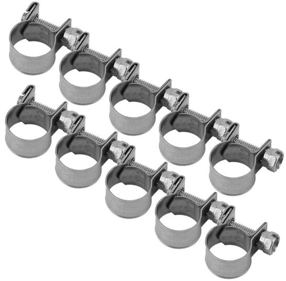 Slangklemmen Assortiment 10 Stuks - Roestvrij Stalen Klemmen - Brandstofslang Klemmen - Duurzaam - 11-13mm - Gepolijste Afwerking - Pijpklemmen