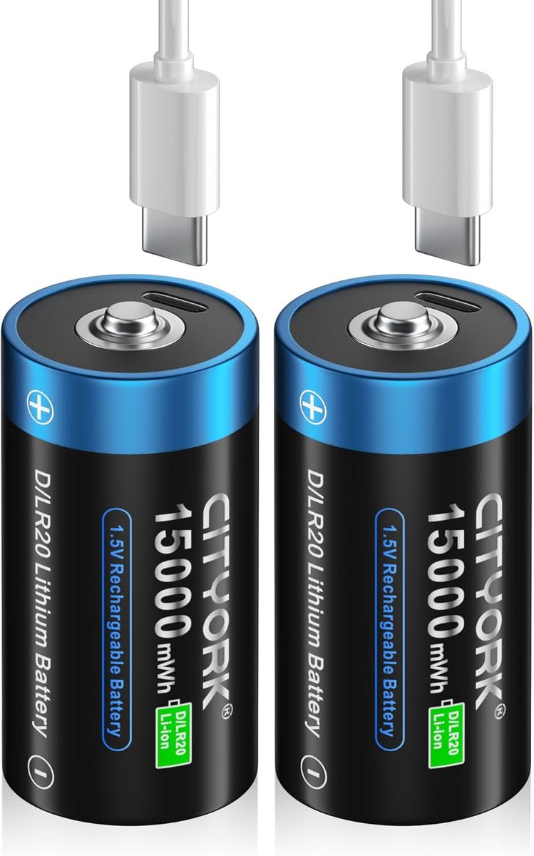 SnelShoppen - Oplaadbare D Batterijen 1.5V 10000mAh (Set van 2) - Ideaal voor Speelgoed, Zaklampen, CD Spelers en Meer - Constant Voltage